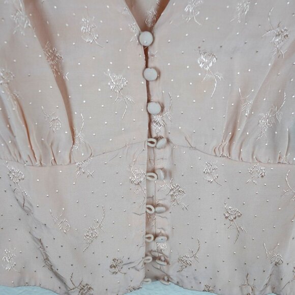 Anthropologie ASTR The Label Embroidered Blush Blouse XS Romantic Floral Cottage - Picture 2 of 10